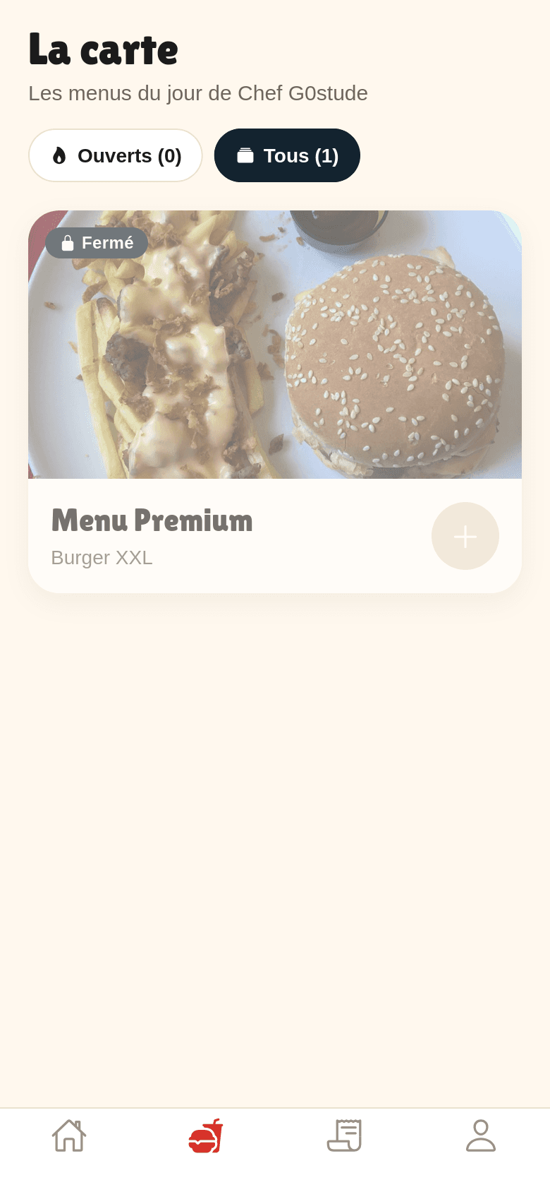 La carte de ChickenStude : menus du jour, filtres ouverts ou tous